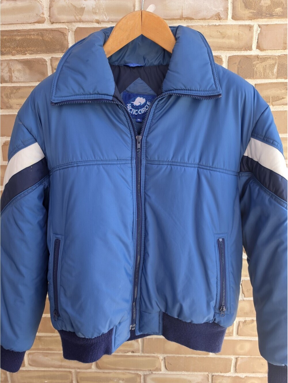 Vintage 1980s Arctic Circle Puffer Ski Jacket XL Blue Taiwan Retro 80s